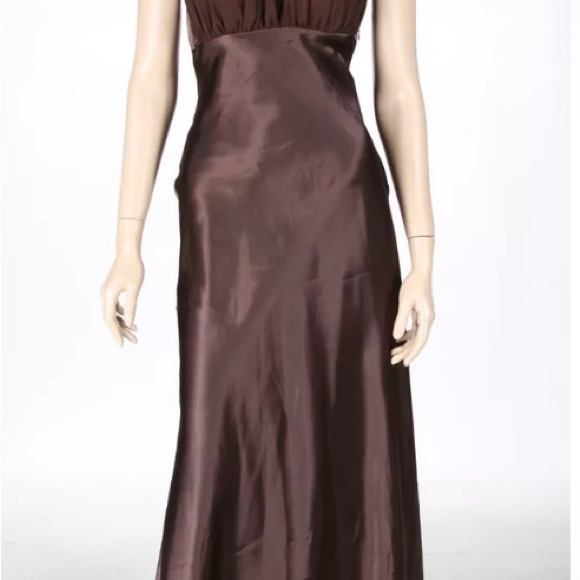 Cache Evening Dress Prom Brown Satin Maxi Dress - Picture 2 of 9